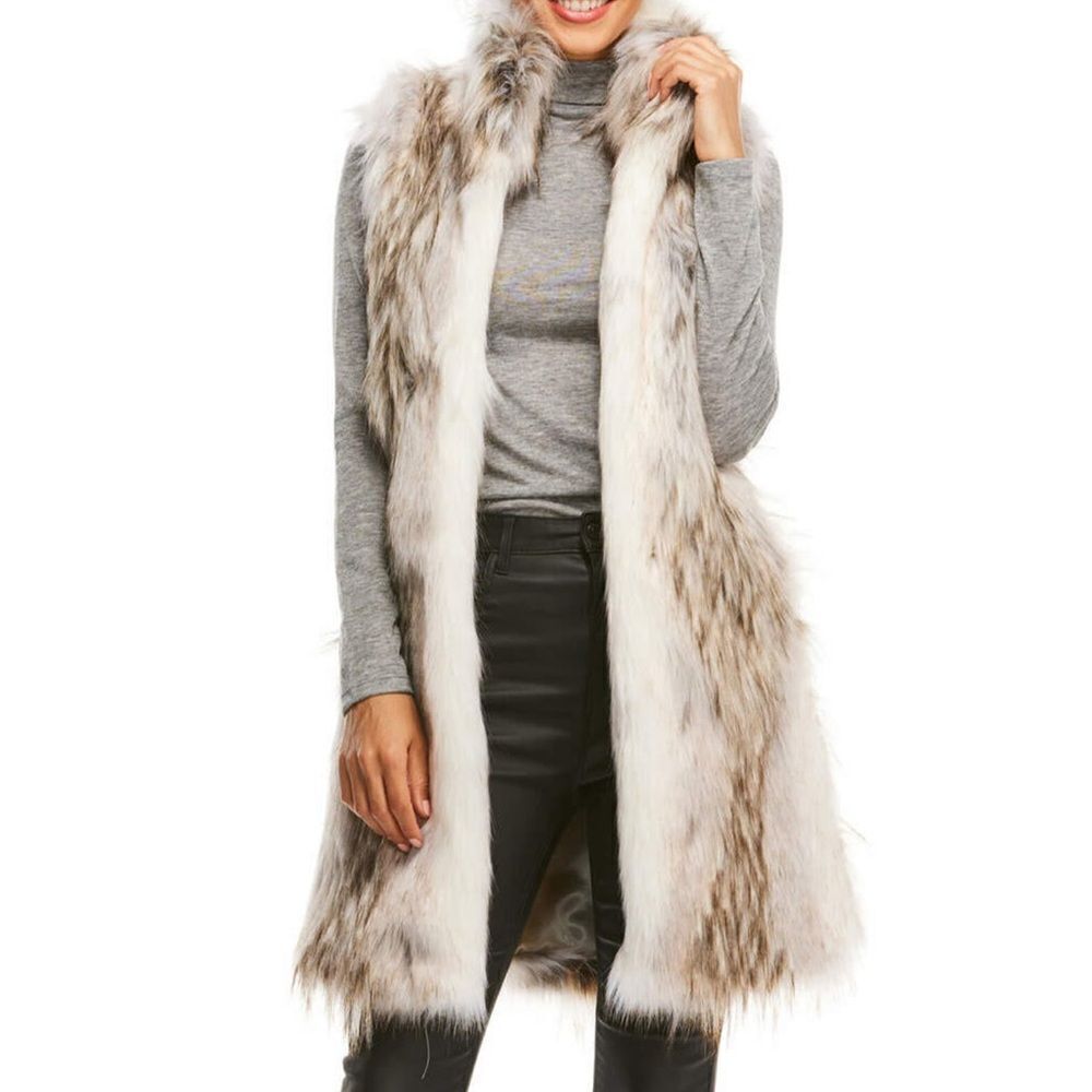 Fabulous Furs Tundra Wolf Faux Fur Stroller Vest By Donna Slayer Size Large